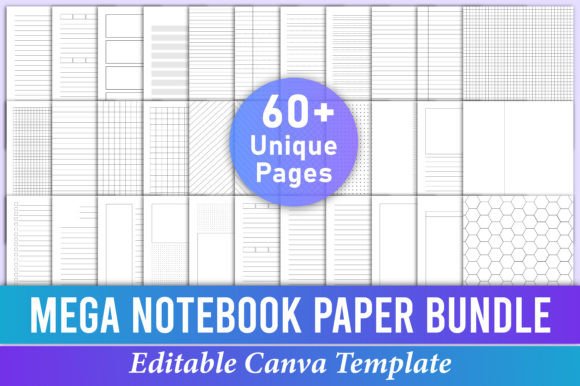 Download Mega Notebook Paper Bundle Pack Canva - Pack Collection