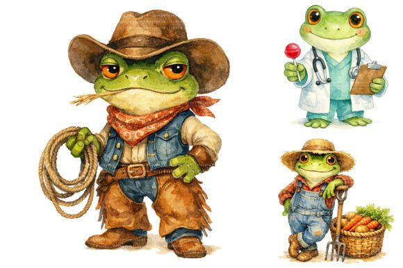 Download Cute Watercolor Frog Clipart Bundle Pack - Pack Collection